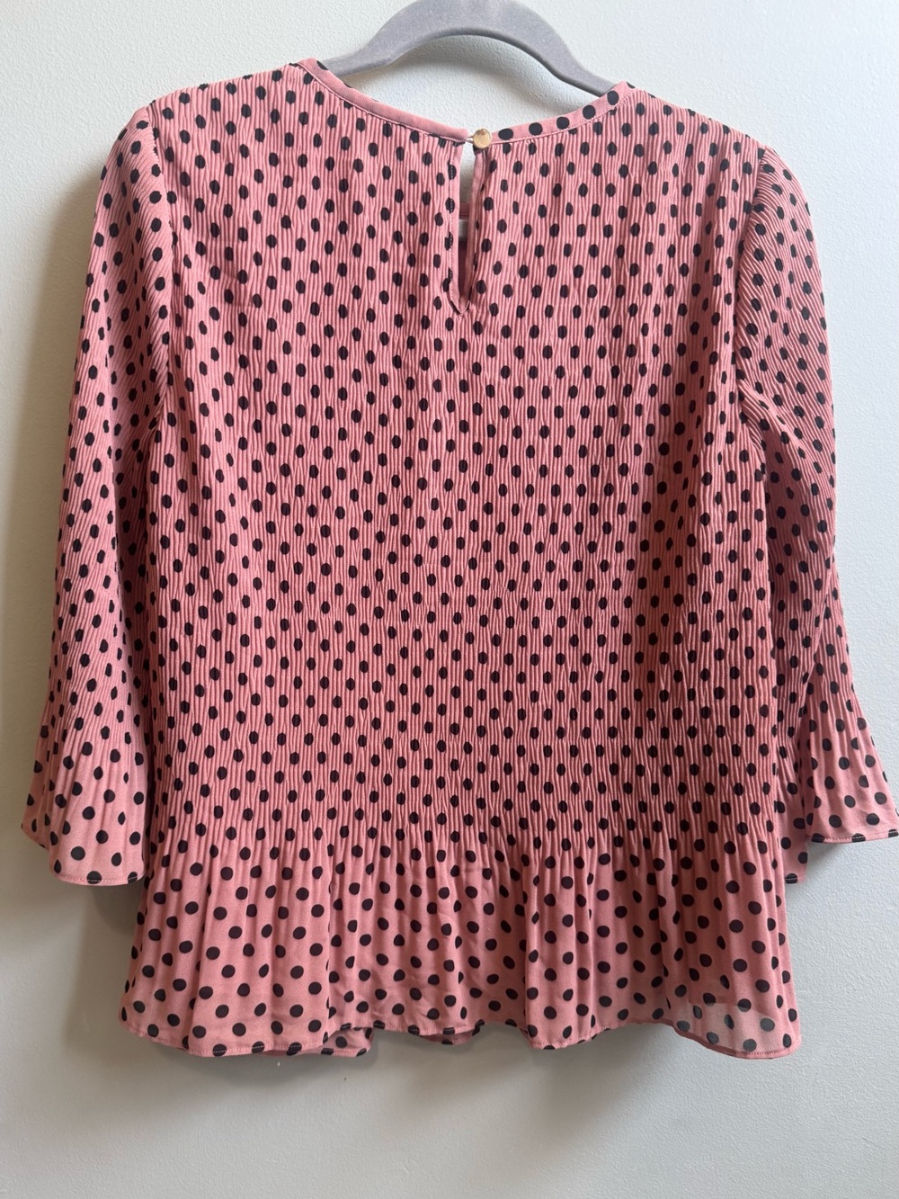 Ted Baker London Polka Dot Pleated Blouse Pink Black Size 1 - Picture 4 of 5